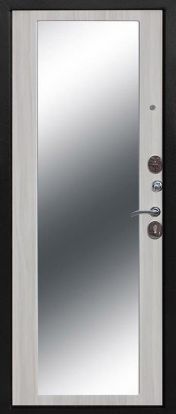 Входная металлическая дверь Феррони 12 см Сенатор зеркало 2 замка 1.4мм металл (Муар черный + МДФ с зеркалом)