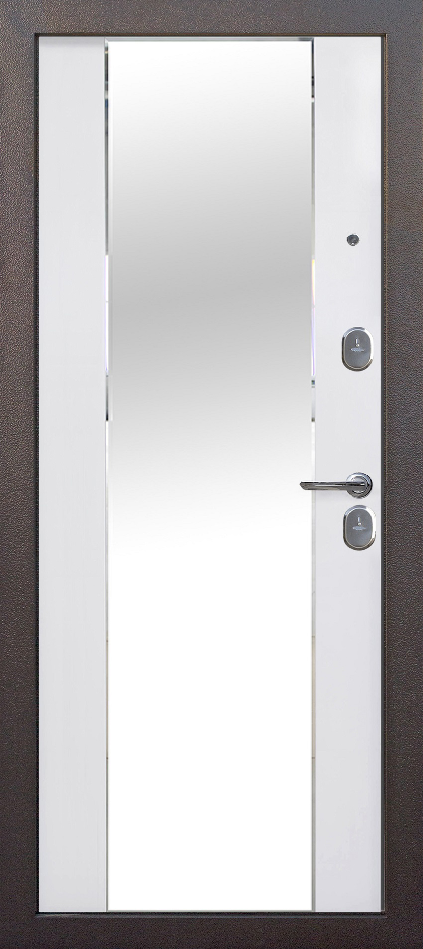 Феррони Входная дверь Тайга 7 см Эмалит белый Зеркало, арт. 0006412 - фото №1